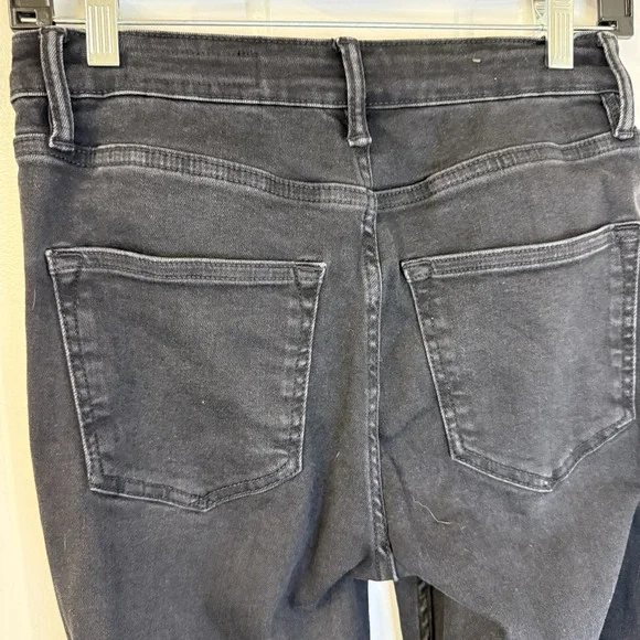 All Saints Dax Asymmetric Raw Hem Jeans Black Skinny Stretch Womens Size Med - Picture 4 of 6